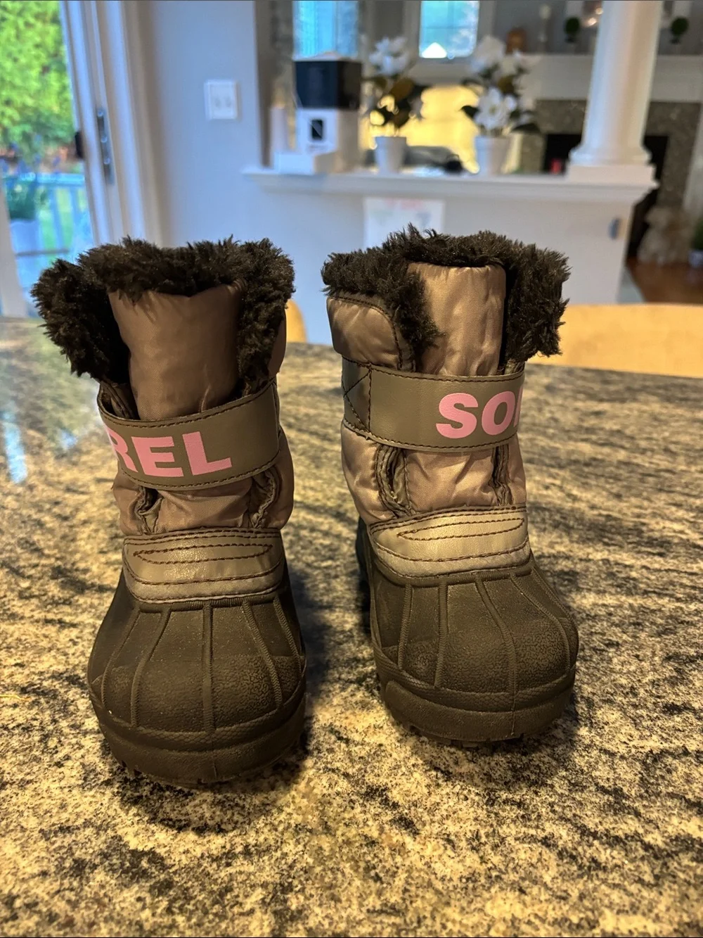 Sorel Kids grey and Purple Strap Winter Boots
